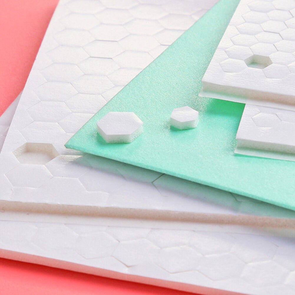 QWELL 6.4mm/10mm Width 3D Double-sided Adhesive Foam Dots Hexagon Adhesives DIY Scrapbooking Shaker Card Craft Project 2mm Thick