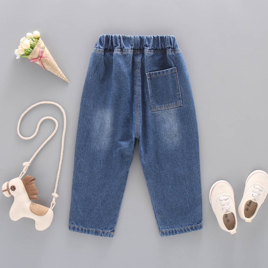 Vaqueros para niñas pequeñas, pantalones vaqueros de Patchwork para niños, vaqueros de pierna ancha para niñas de primavera y otoño, ropa de estilo informal para niños.