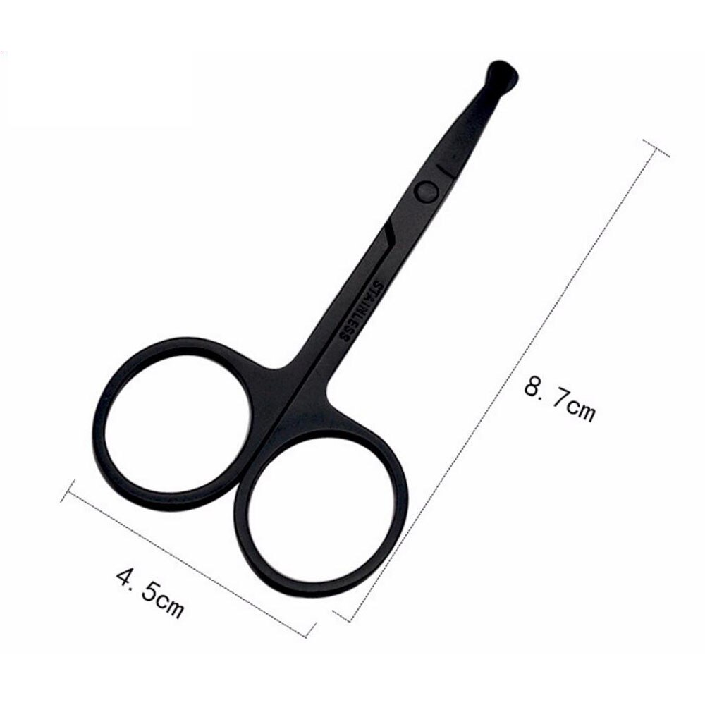 Stainless Steel Beauty Round Head Scissors Makeup Tools Safety Eyebrow Clips Cuts Hair Removal Products Nose Scissors: Black
