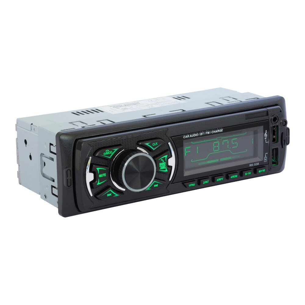 1 Din Car Radio FM DC 12V Fixed panel Auto Audio MP3 player Bluetooth Two USB Charger SD AUX SWC Remote RK-538