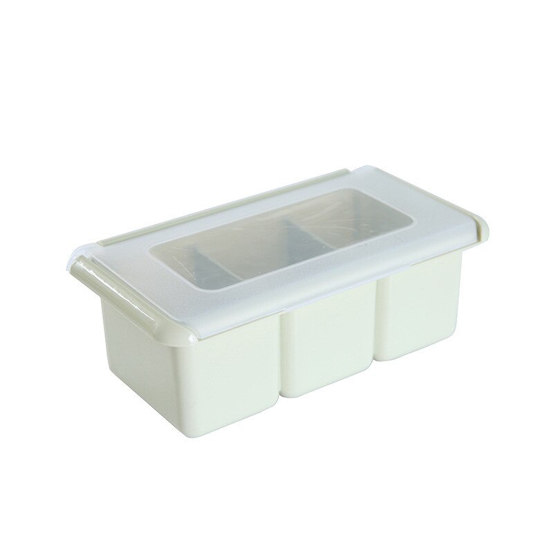 Kjøkken krydder oppbevaring krydderkrukke enkelt lokk krydderboks kjøkkenverktøy salt sukkerbeholder husholdningsoppbevaringsboks: Grønne 3 celler