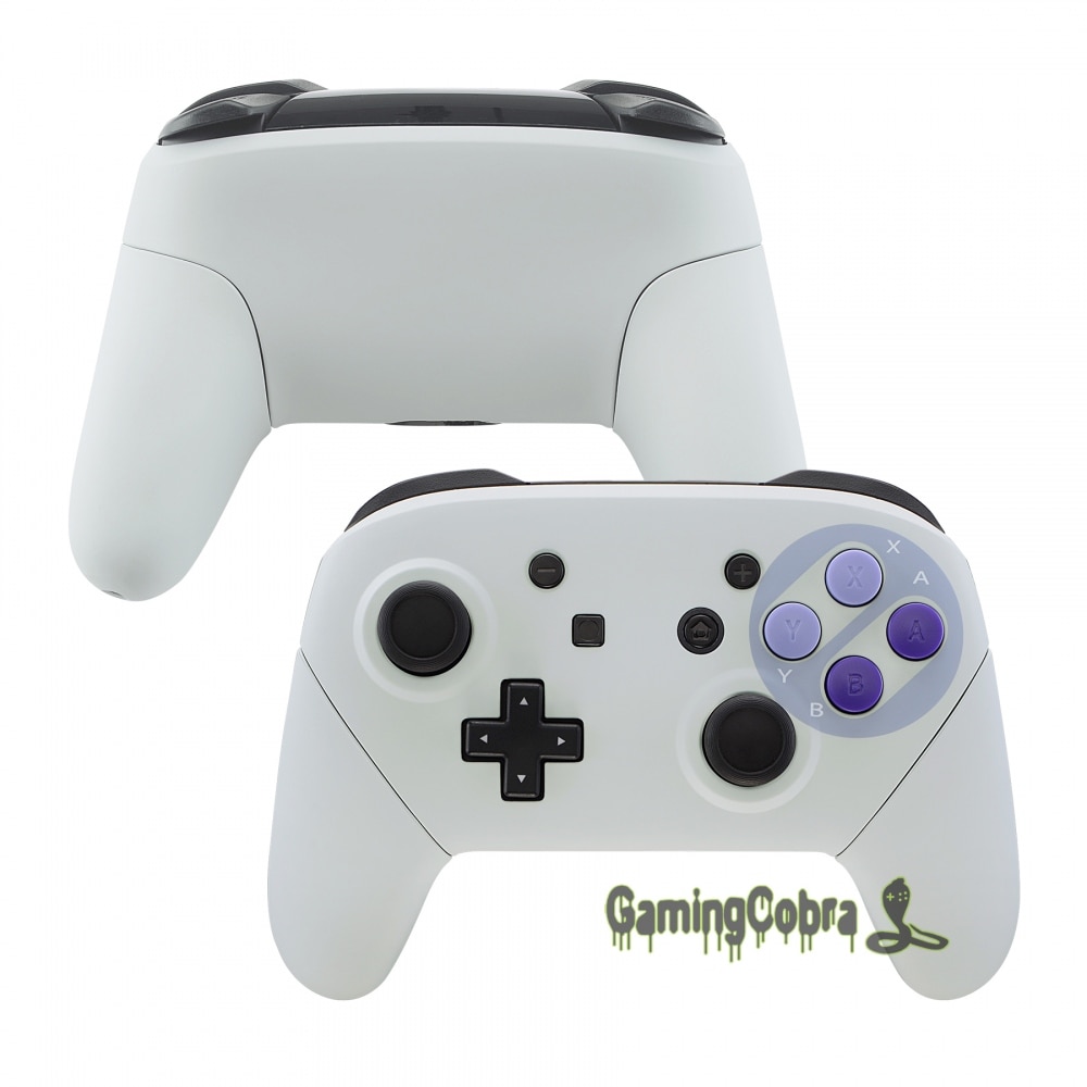 Classic SNES Style Soft Touch Custom Faceplate Backplate Full Set Housing Shell Repair Parts for NS Switch Pro Controller