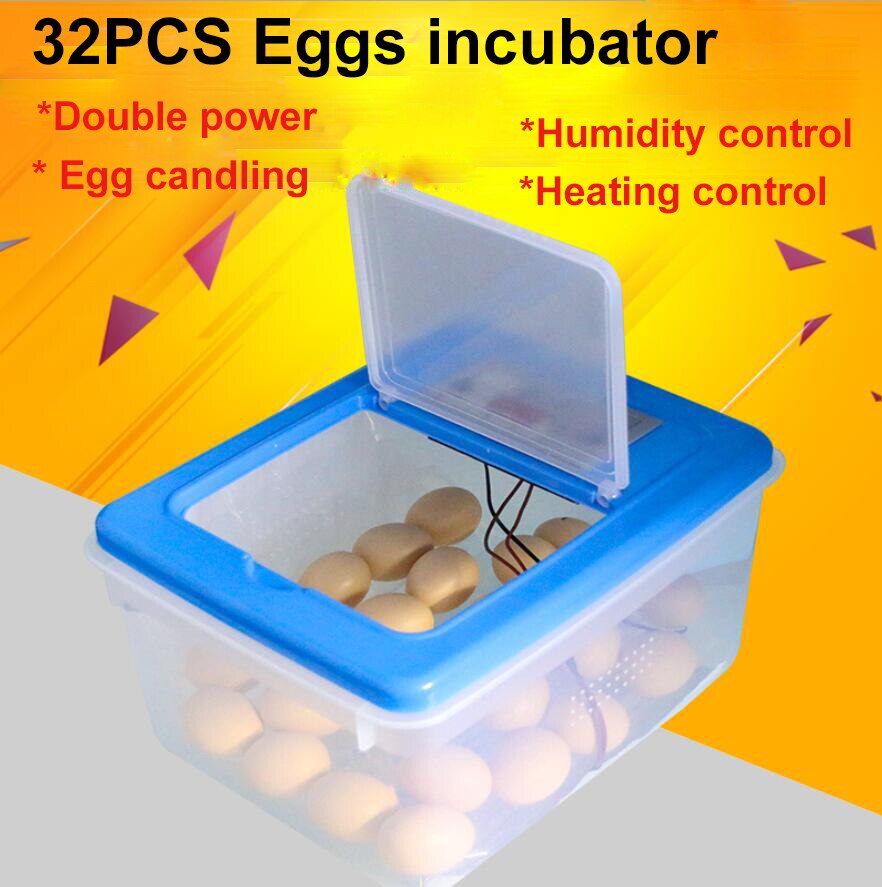 Mini 32 Egg Incubator Poultry Incubator Brooder Digital Temperature Hatchery Egg Incubator Hatcher Chicken Duck Bird Pigeon