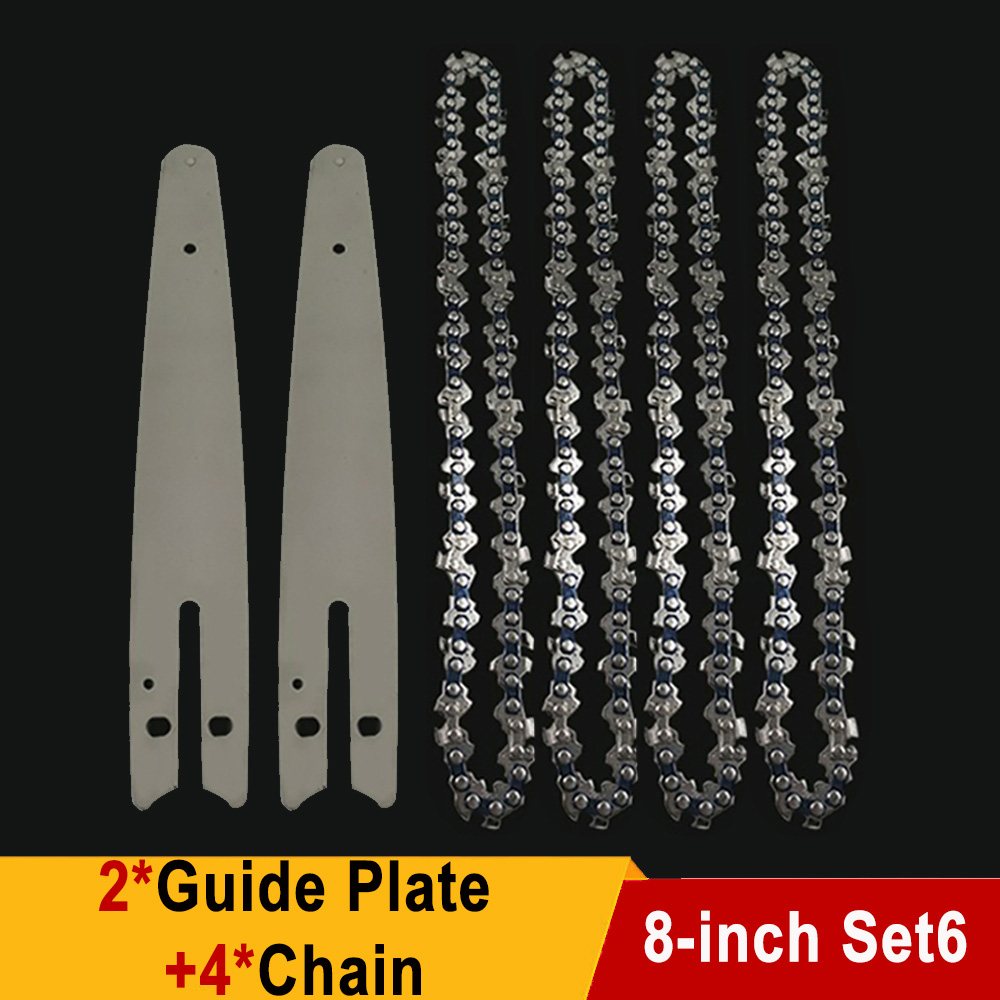 8 Inch Chainsaw Chain for Wood Cutting Cordless Chain Saw Bar Mini Electric Rechargeable Saw Blade Logging Saw Chain Accessories: black