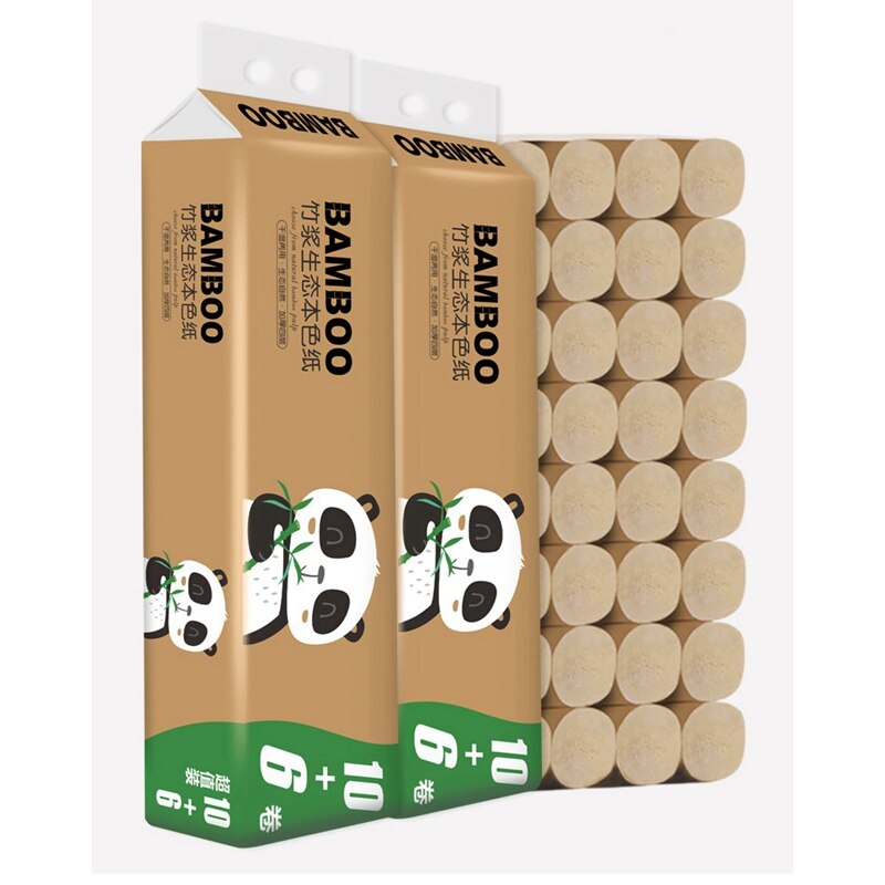 Toalettpapper rulle bambu massa naturlig färg kärnlöst rullpapper hushålls toalettpapper tjockt silkespapper rullpapper: Default Title