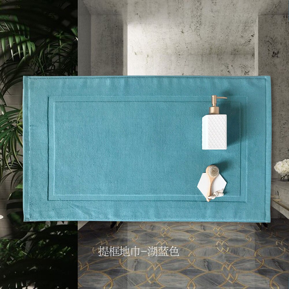 2 Stuks Grond Handdoek Bathroomtowels 100% Katoen Hotel Verdikte Stap Op Handdoek Sterk Water Absorptie 50X80Cm Wit grijs Groen: Lake Blue / 50x80cm-450g-2pcs