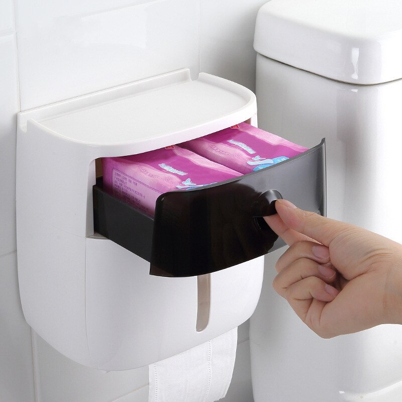 Toiletpapirholder vandtæt vægmonteret toiletpapirbakke rullepapirrør opbevaringsbakke bakke tissue box hylde badeværelse produkt