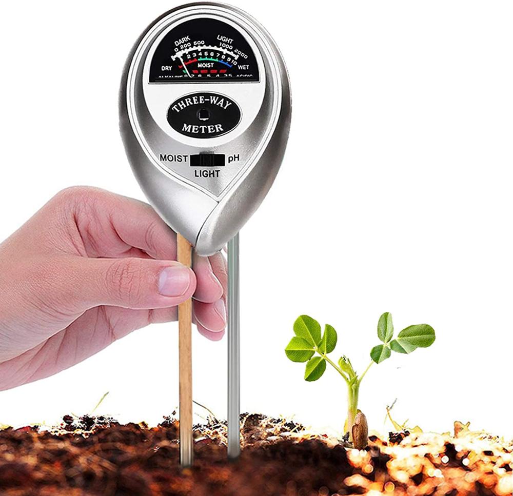 PH Soil Tester Soil Moisture Meter Monitor Sunlight Temp Testers Acidity Alkali Test Tool Garden Plant Thermometer Hygrometer: 3 in 1 tester