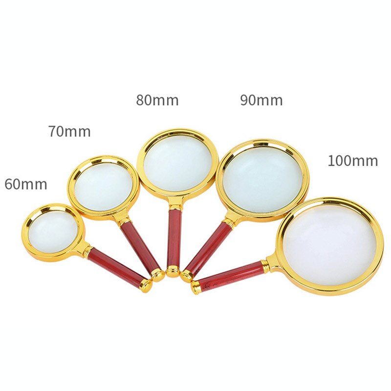 10X Portable Handheld HD Reading Magnifier Glass Mahogany Handle Reading Books Newspapers Insect Observation Classroom Science