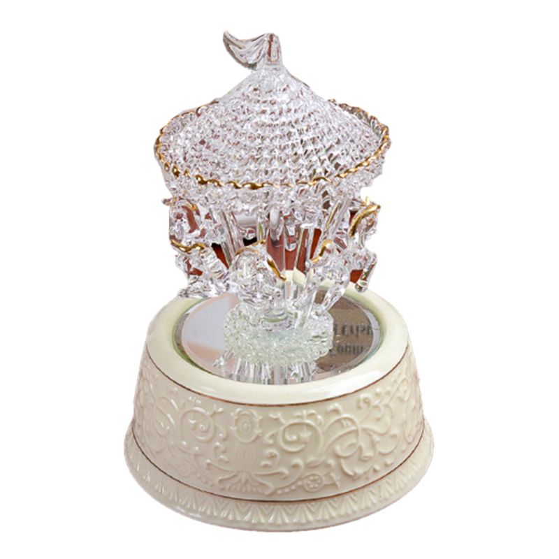 Crystal Carousel Music Box Luminous Bluetooth Rotating Musical Box Xmas: Blutooth