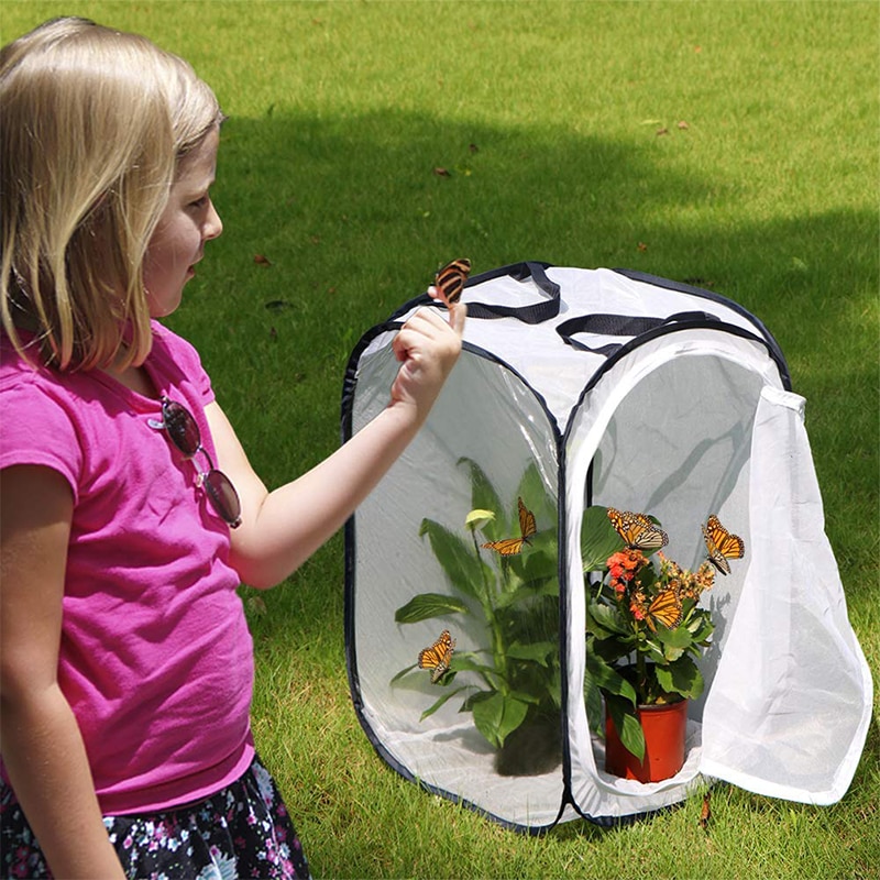Insekten und Schmetterling Lebensraum Käfig Terrarium Pop-up 23,6 Zoll Groß (Weiß + Schwarz)