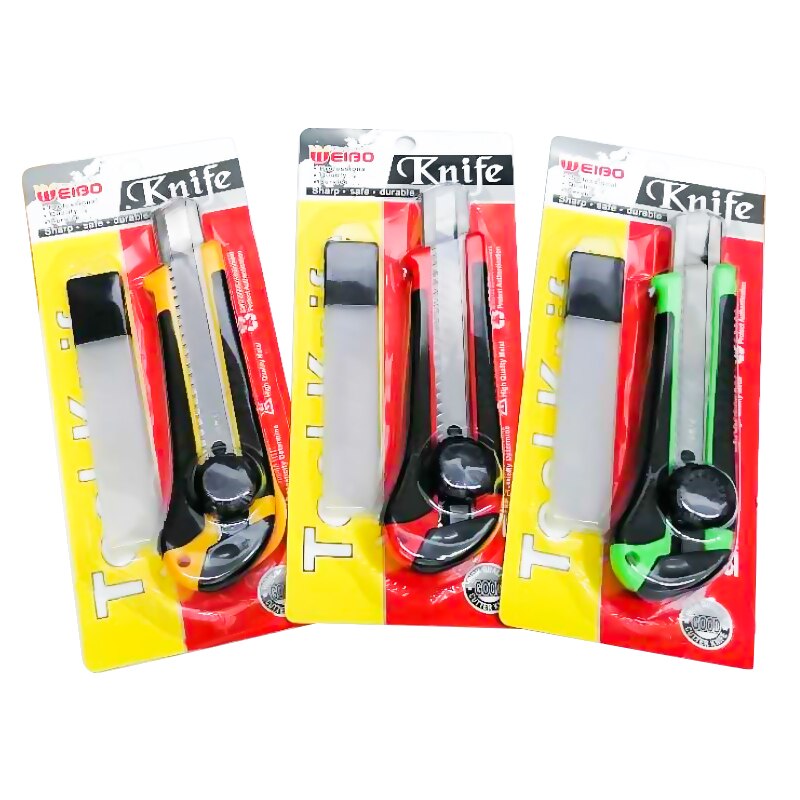 Utility knife box cutter 18mm retractable and automatic charging-perfect for daily use, ABS body ultra-sharp blades