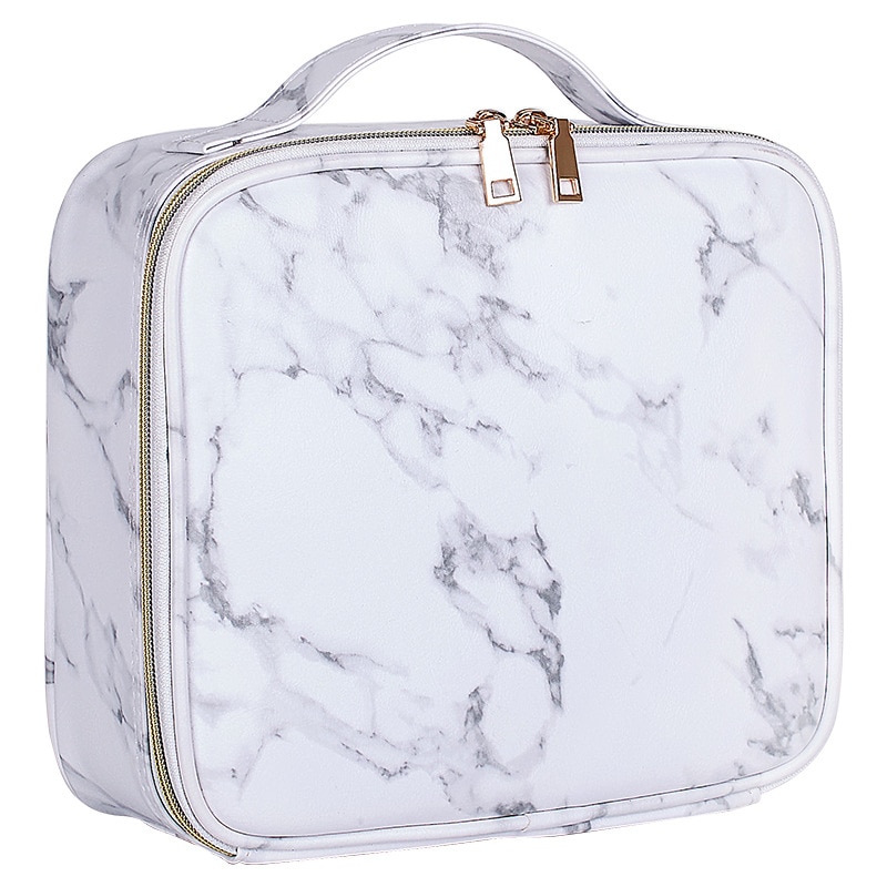 Marble Cosmetic Bag Partition Multi Functional Portable Travel Storage Makeup Case