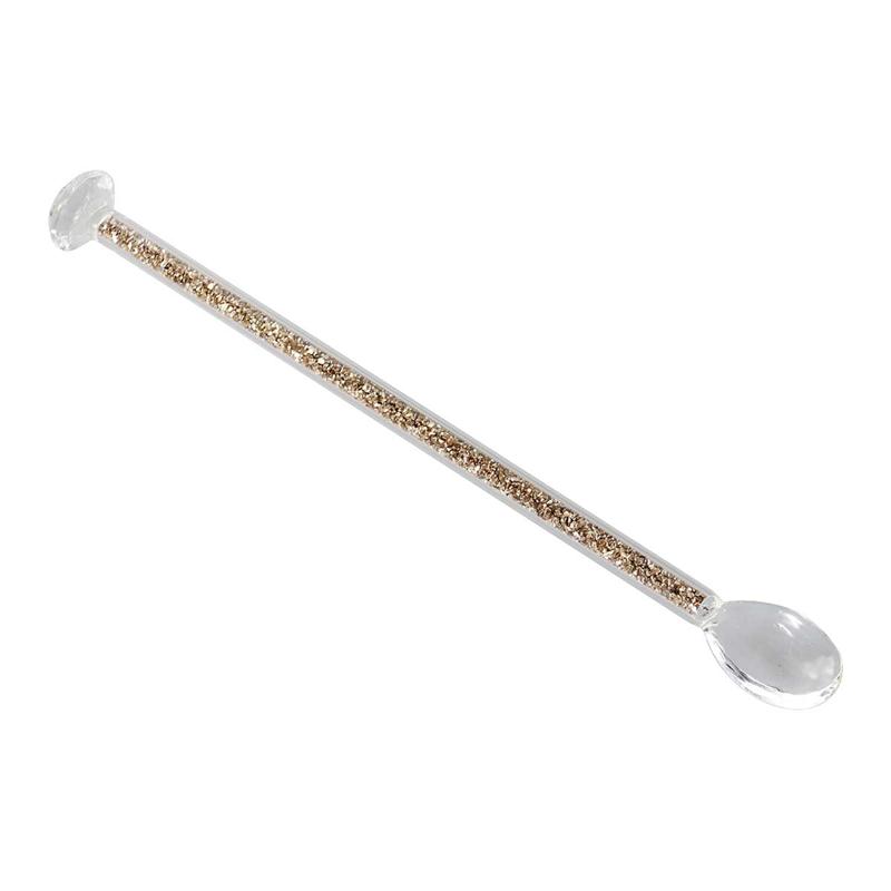 1PC Round Top Stir Stick Crystal Swizzle Stick Glass Cocktail Pick Shiny Gold Glitter Drink Stirrer for Bar Home Holidays Party