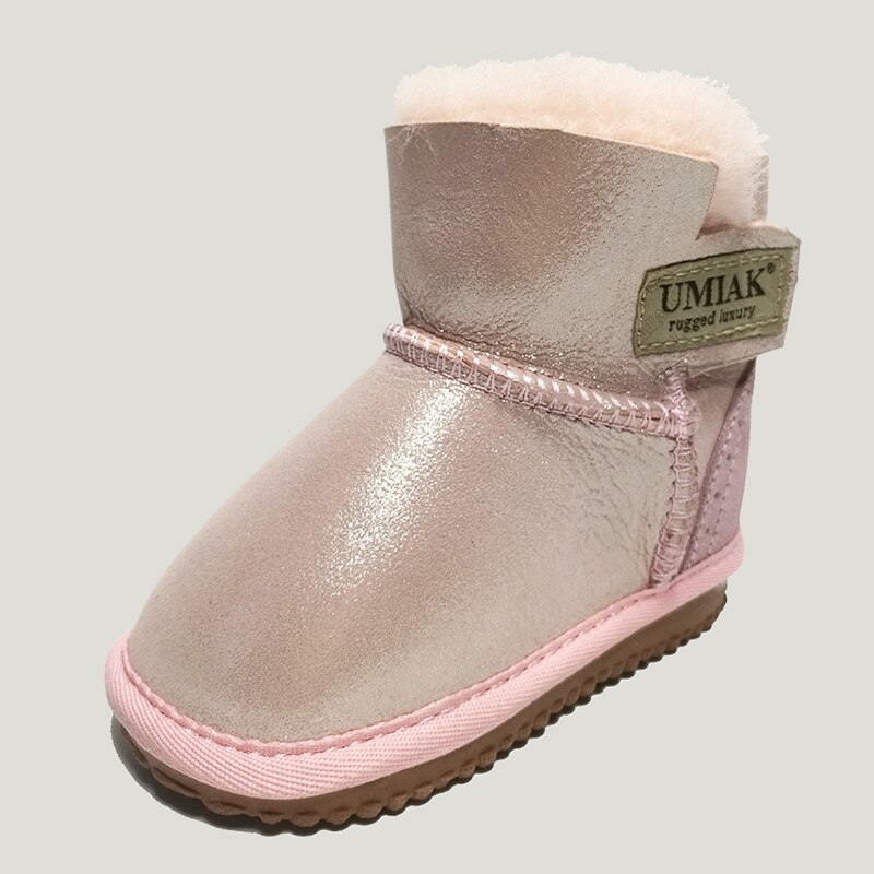 Baby Schoenen Winter Jongen En Meisjes Sneeuw Boot Australische Schapen Fur Kid 'S Warm Houden En Voorkomen Uitglijden Schapenvacht En wol Materiaal: Roze / 24