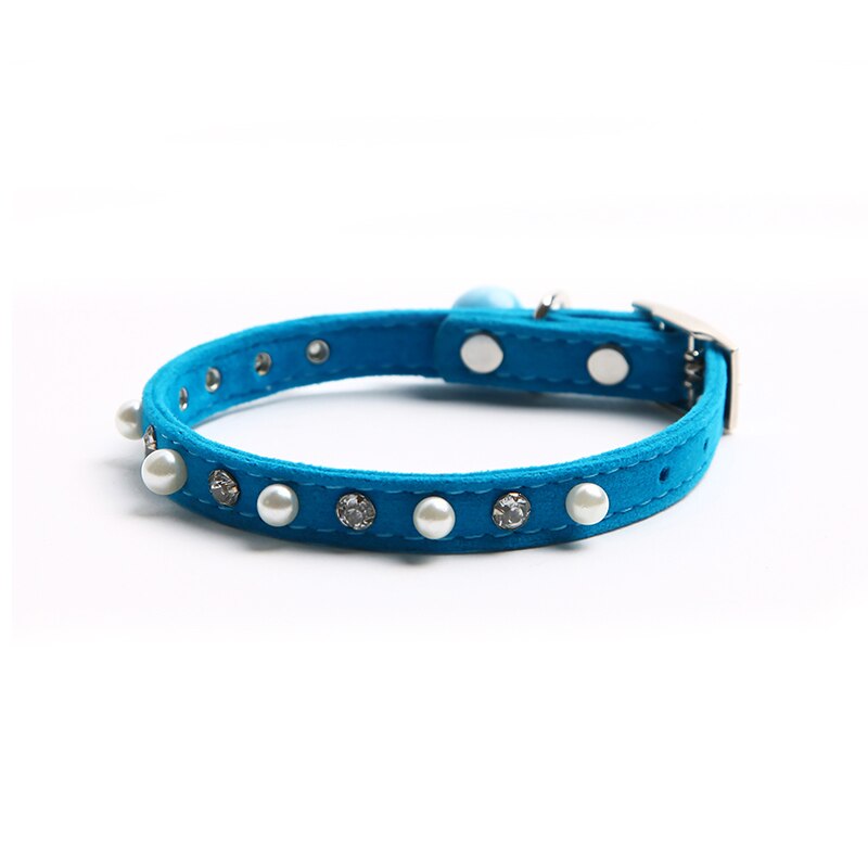 Adjustable Pet Cat Collar With Bell Diamond Pearl Retractable Necklace Kitten Dog Collar Neck Strap Cat Accessories Pet Supplies