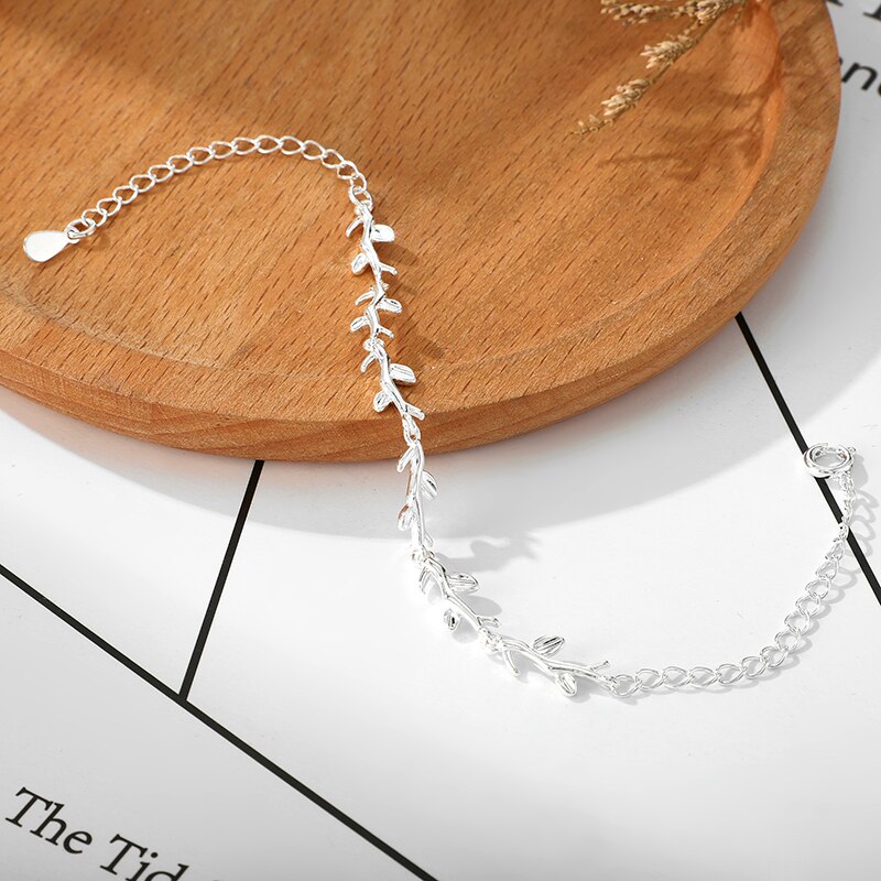 DAIWUJAN-Pulseras de cadena de plata fina 925 con ramas de hojas Mori, joyería fina de boda