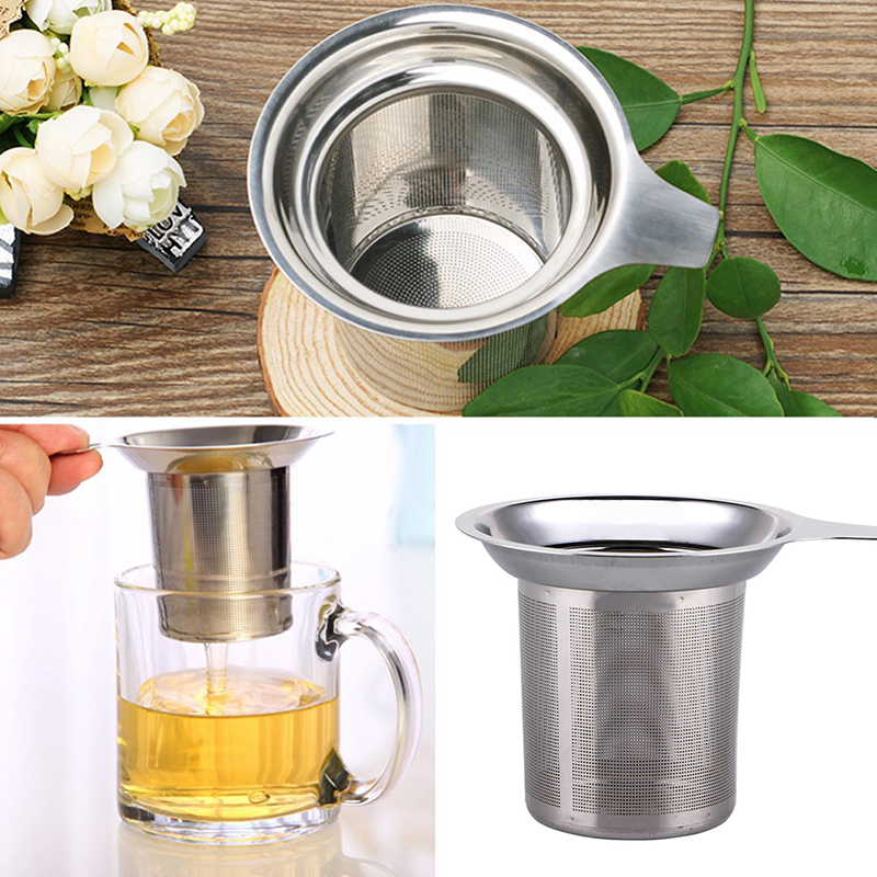 1 Pcs Thee Zetgroep Mand Herbruikbare Fijne Mesh Theezeefje Deksel Thee Filters Rvs Spice Filter Drinkware Kitchen Tools