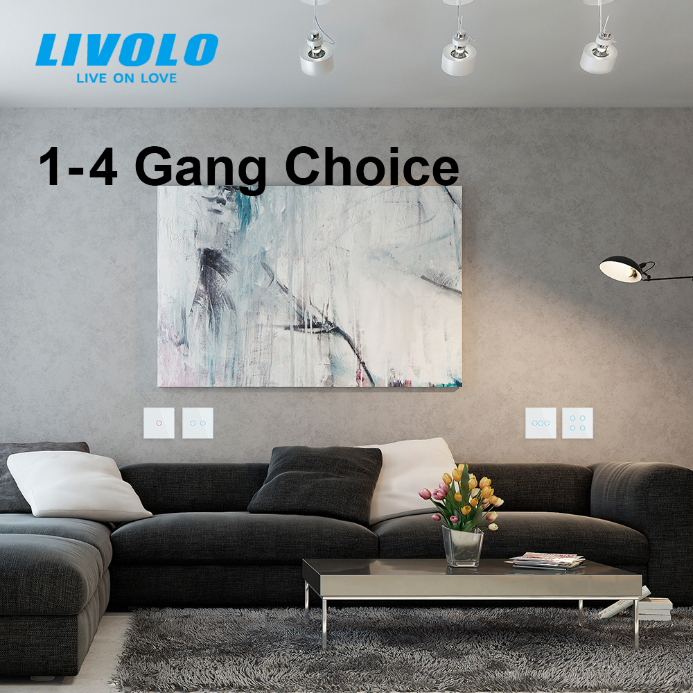 Livolo UK standard Wall Light Touch Switch,Glass Panel,touch sensor control,with led backlight,1-4gangs,wall touch switch