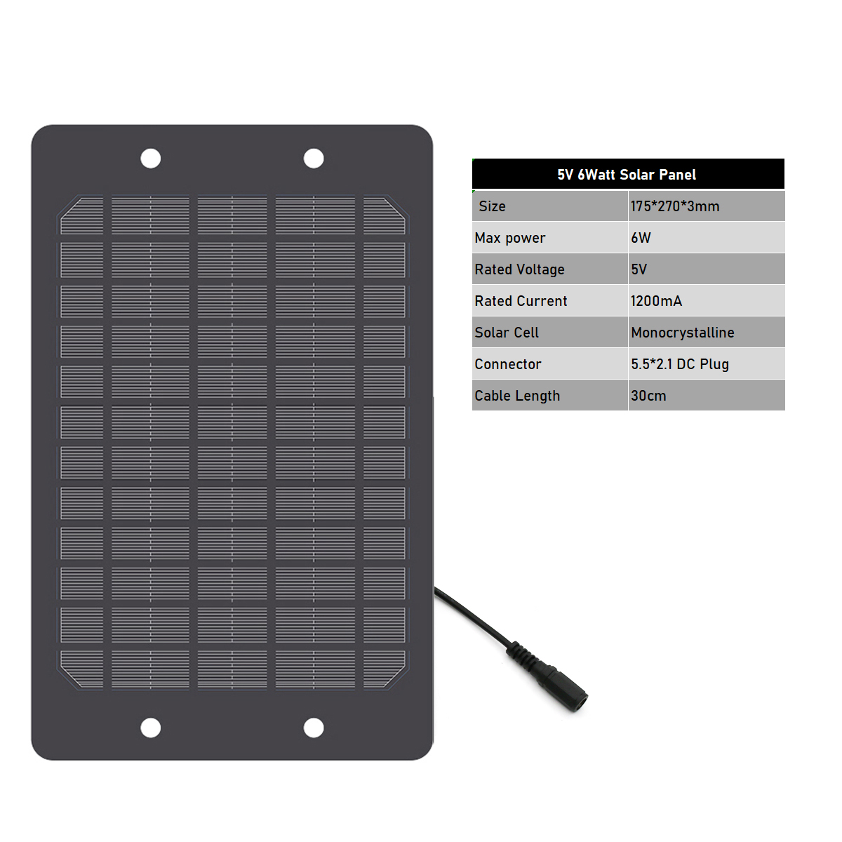 6Watt 5V DIY Solar Battery Charger USB port DC 5.5*2.1 Charge Regulators Solar Panel 6W Outdoor Power Li-ion Batteries Portable: DC 5.5X2.1
