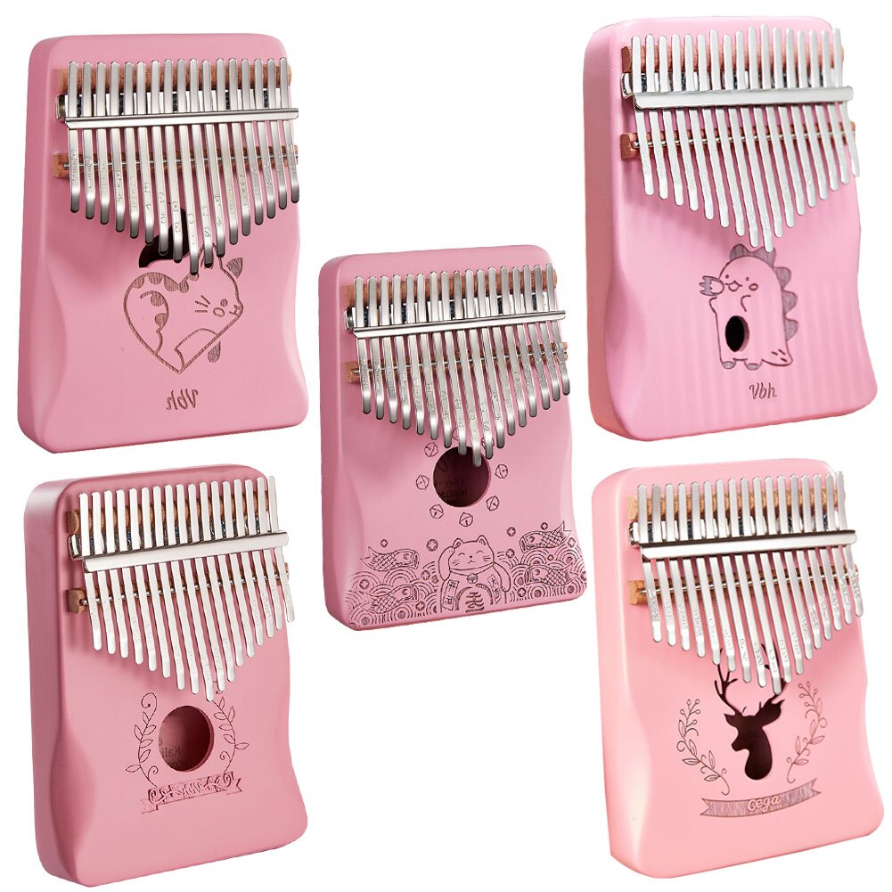 1 einstellen 17 Schlüssel Kalimba Musical Instrument Mahagoni Holz Daumen Finger Klavier Afrikanische Sanza Mbira mit stimmen Hammer Aufkleber Rosa