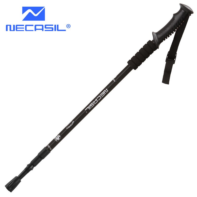 Outdoor Camping Walking Stick Telescopic Hiking Stick Aluminum Foldable Hiking Poles Outdoor Accessories For Trekking Camping: Black