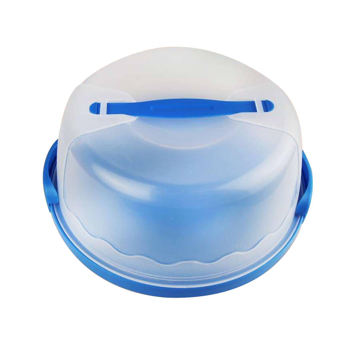 Caja de almacenamiento de pastel de plástico colorido de 10 pulgadas recipiente para pasteles contenedor de silicona caja de transporte portátil para accesorios de cocina para magdalenas: Blue