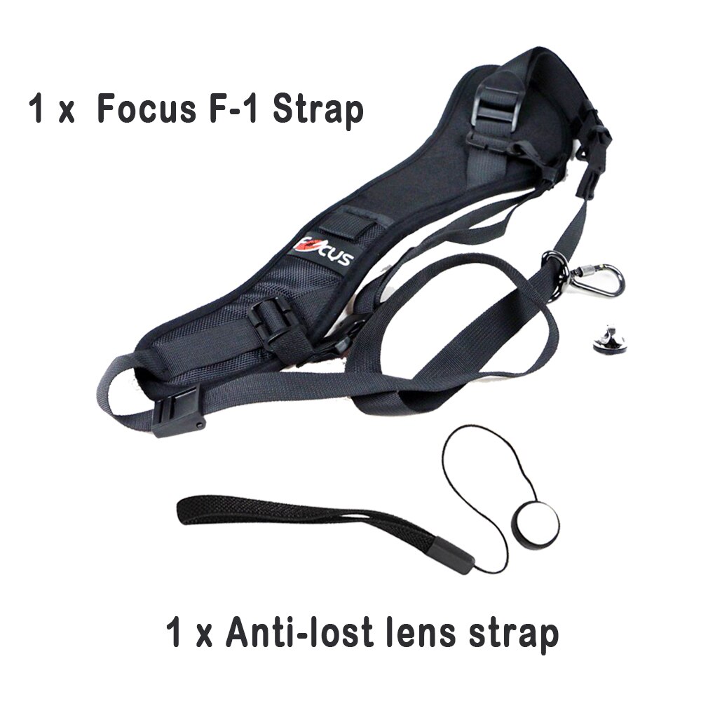 EACHSHOT Focus F-1 Anti-Slip Quick Rapid Shoulder Sling Belt Neck Strap for Camera Dslr Black +Anti-lost Camera Lens Cap Holder
