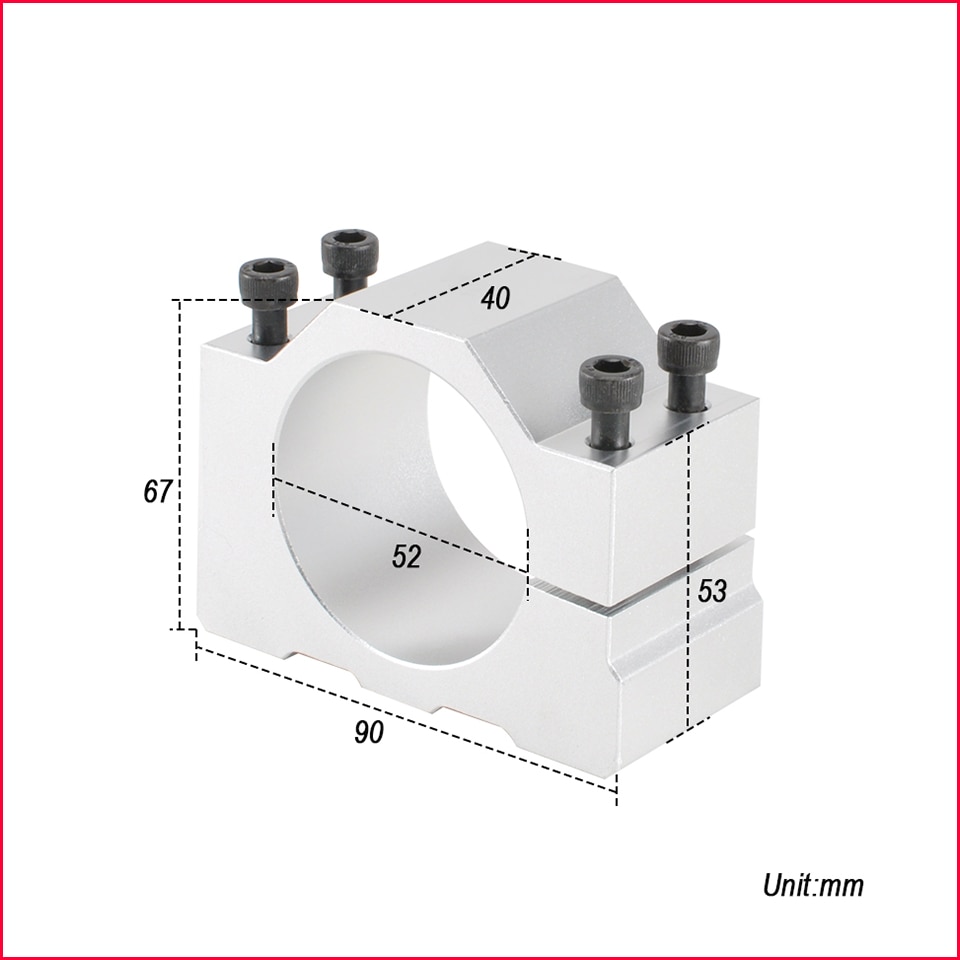 52mm Aluminum CNC Spindle Motor Bracket Clamp CNC Router Motor Holder with 4pcs Screws for Engraver Milling Machine