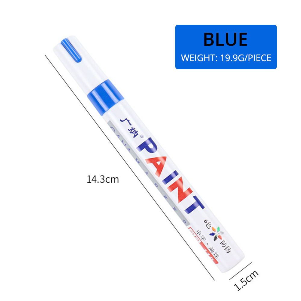 1pcs White Waterproof Cars Wheel Tire Oily Mark Pen Auto Rubber Tyre Paint Pen Cd Metal Permanent Paint Marker Graffiti Touch Up: Blue