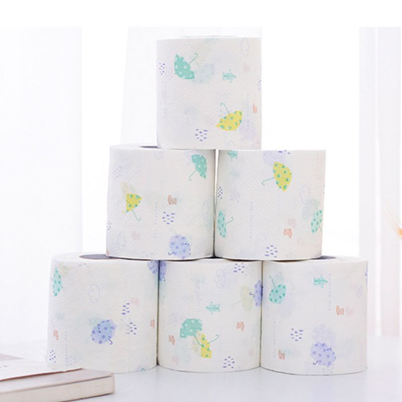 12 rotoli di Carta Igienica Nessun Agente Fluorescente Morbido Stronge 3-piega Lenzuola Bagno Del Tessuto Bello e Romantico di Stampa