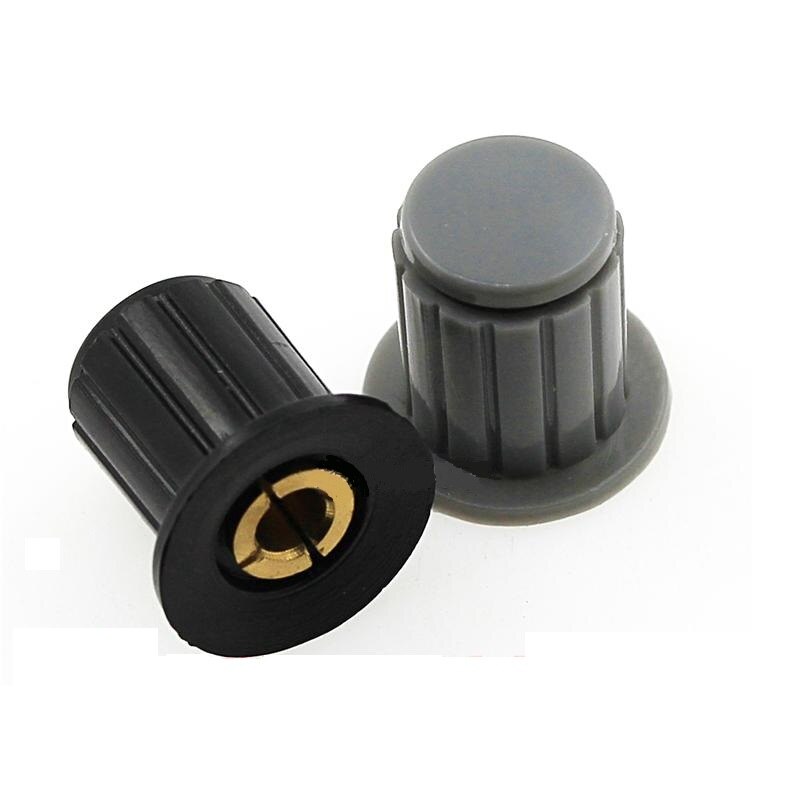 5 stk. sortgrå potentiometer knaphætter plast kobber til 4mm aksel hul plast volumen kontrol