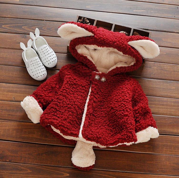 Casaco quente recém-nascido para meninas engrossar algodão roupas de inverno do bebê mais jaqueta de veludo 1-2-3 anos de idade da menina coreana da criança outerwear: red color / 24 m