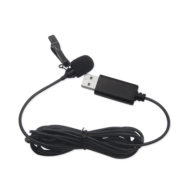 Portable USB Mini Microphone 2m Lapel Lavalier Mic Clip-on External Buttonhole Microphones for Laptop PC Computer Recording Chat