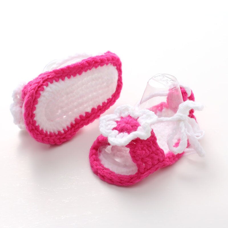 Pink Newborn Soft Boys Girls Handmade Crochet Knit Sandals Booties Crib Shoes Summer Clogs Shoes