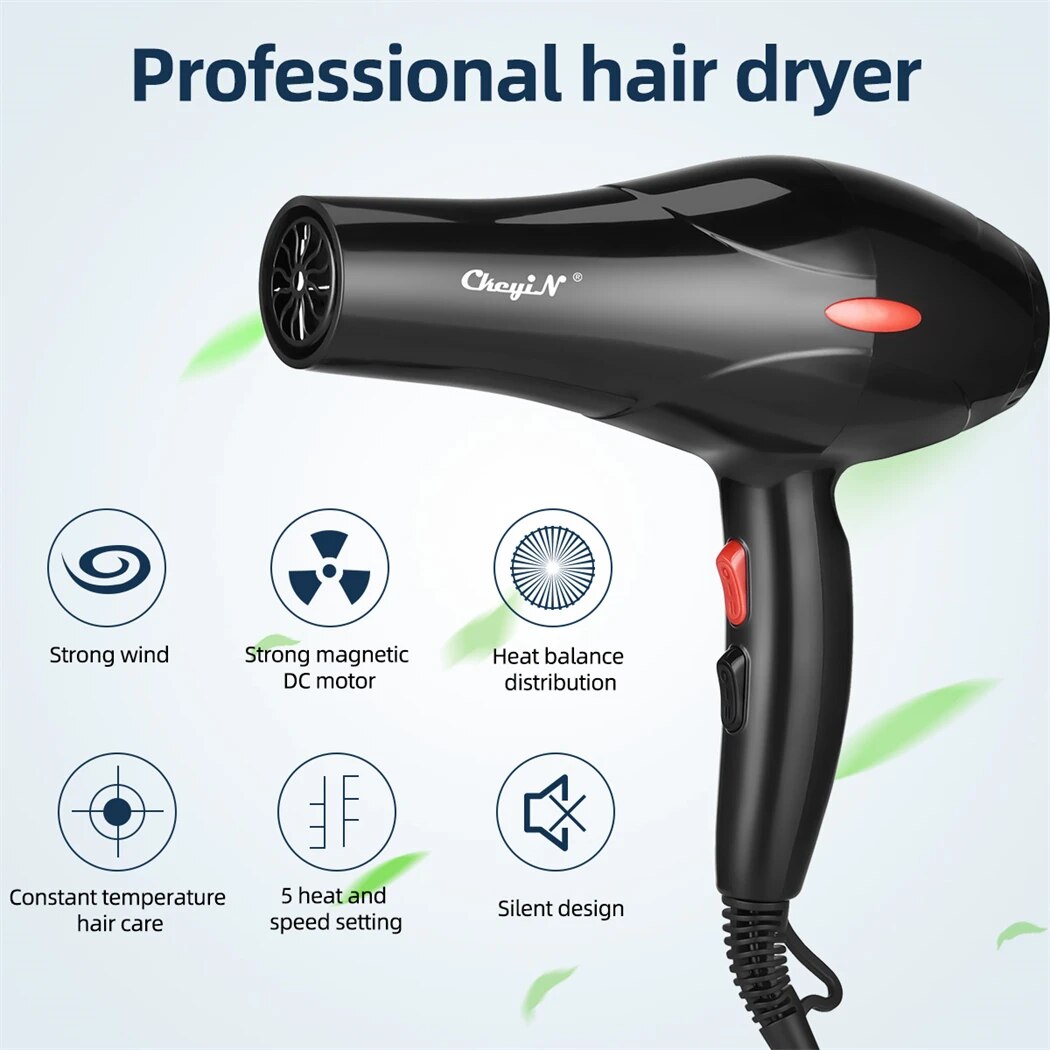 CkeyiN 1600W Haartrockner Professionelles Negativ-Ionen-Gebläse Heimgebrauch Kalt Föhnen Salon Gebläse Diffusor Konzentratordüse