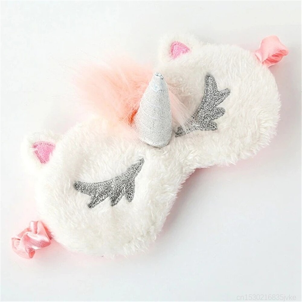 Leuke Mooie Zachte Pluche 3D Eenhoorn Slapen Oogmasker Glad Zijde Oog Schaduw Eye Relax Masker Oog Dekking Voor Reizen thuis Party Game: K