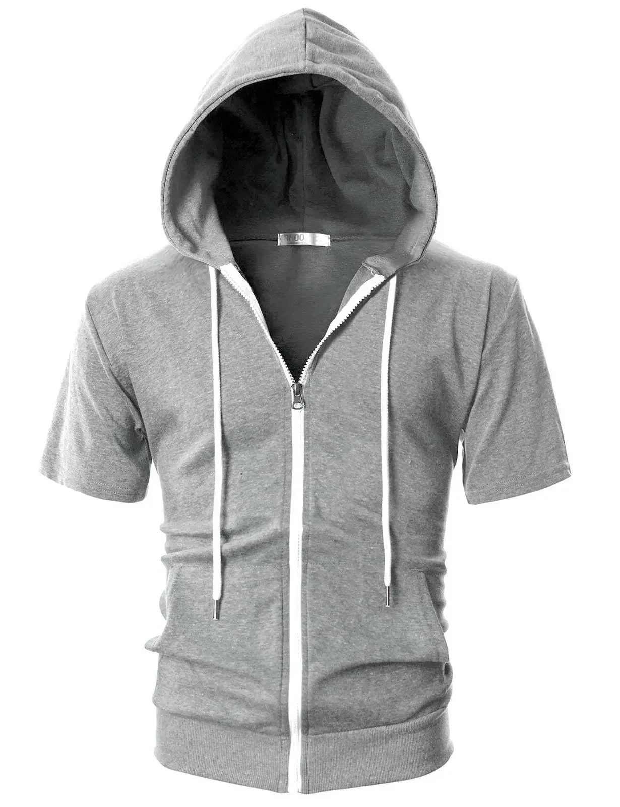 Herr casual tröjor kortärmade hoodies jacka enfärgad smal dragkedja herr sporttoppar bekväma friluftskläder för män: M / Grå