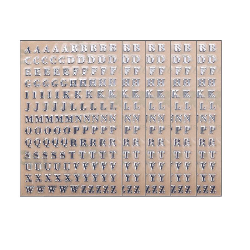 Pegatinas de Color metálico, letras del alfabeto, purpurina, Molde de resina Epoxy, pegatina decorativa, relleno de resina de números de Color dorado, 3/4, 5/7/9mm: Blanco