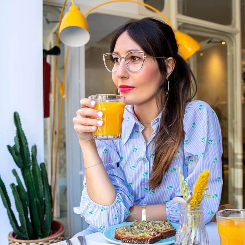 Peekaboo-gafas con filtro de luz azul para mujer, a la lentes transparentes, montura de gafas de ojos de gato ópticas metálicas, montura dorada, color blanco