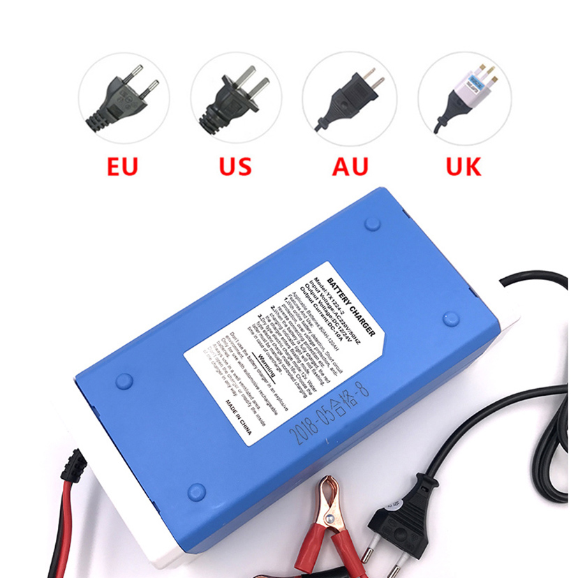 12V 24V 10A Automatic Car Battery Charger Intelligent Repair Type Power Charging Auto Stop LED Dry Wet Lead Acid Batteries 100AH