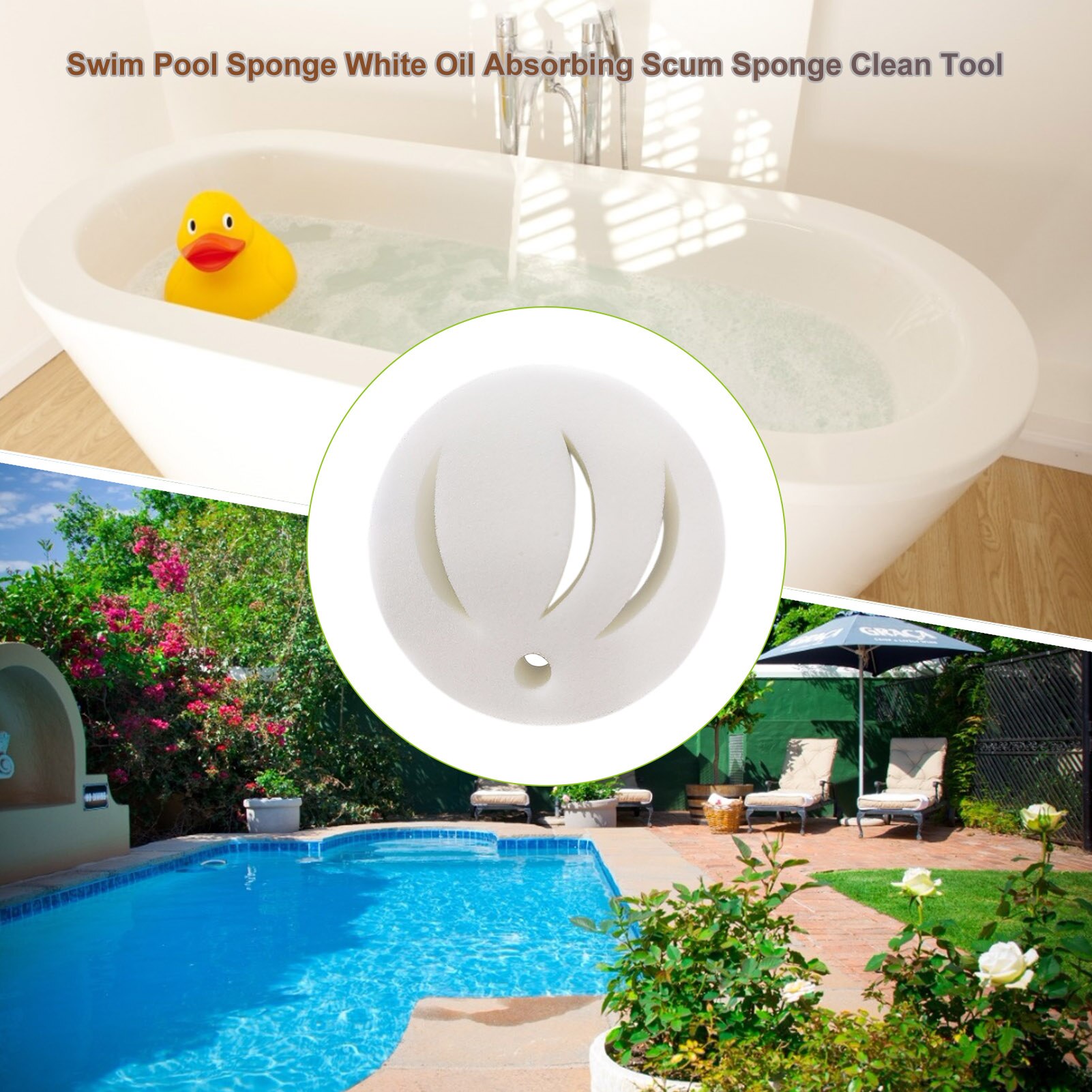 Swim Pool Sponge White Oil Absorbing Scum Sponge Clean Tool