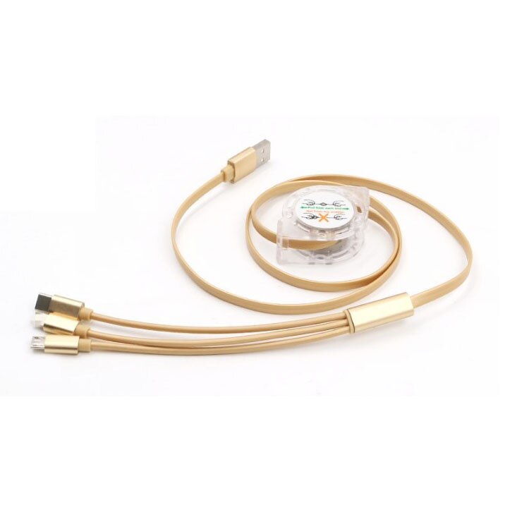 3 in 1 USB Ladekabel Typ-c Für iPhone 6 7 8X11 Profi Samsung LG Xiaomi redmi Huawei Android Telefon Ladegerät Draht strecken1M: gold