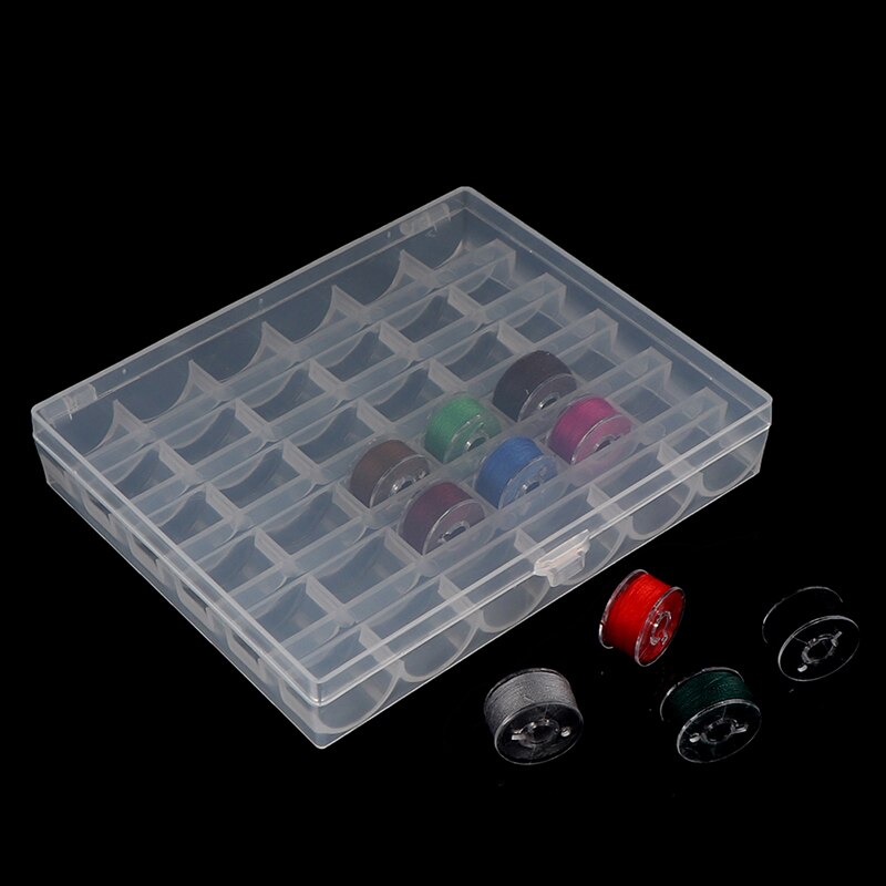 36 Bobinas Plásticas Transparentes Para Máquina De Coser - Compatibles Con Brother, Singer Y Más. Vienen Con Caja Organizadora.
