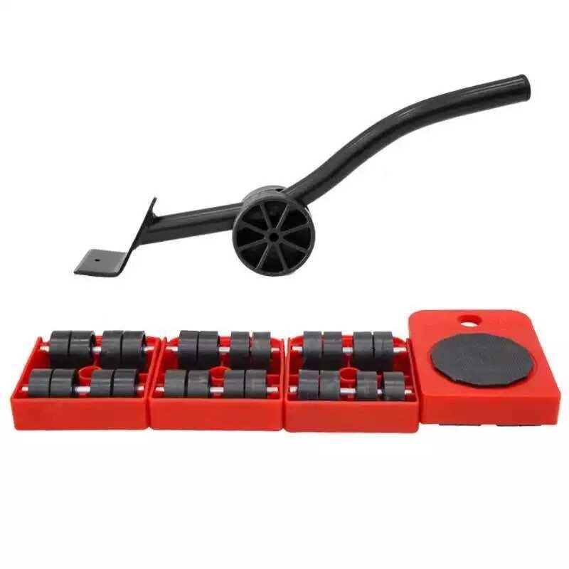 Juego de 5 unidades de herramientas profesionales elevadoras de Transporte de muebles, conjunto de herramientas para Mover cosas pesadas, conjunto de herramientas de mano, dispositivo para Mover barras de rueda: 5