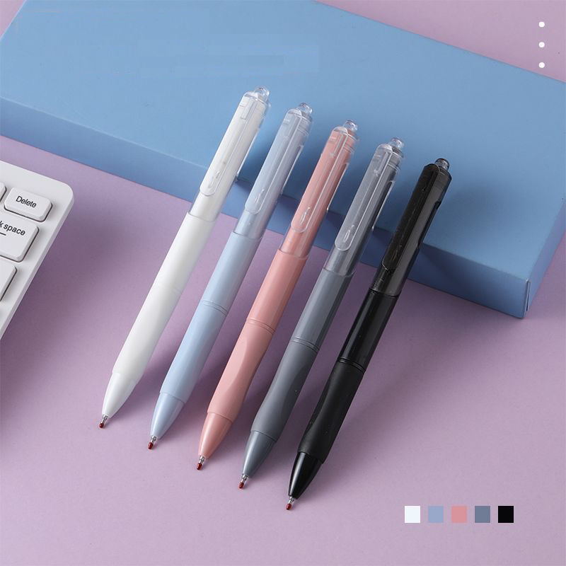 Paquete de 5 bolígrafos de clic recargables negros de alta estética de 0,5 mm para uso en estudio y oficina