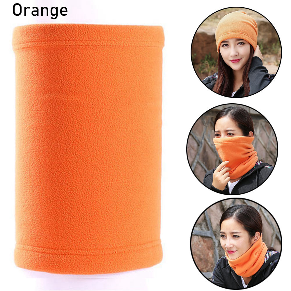 Miehet naiset talvi lämmin vaellushuivi retkeilypyörä polar fleece ulkona säärystin lämpimämpi kaulaputki pehmeä päähineet hupullinen ruokalappu: Oranssi