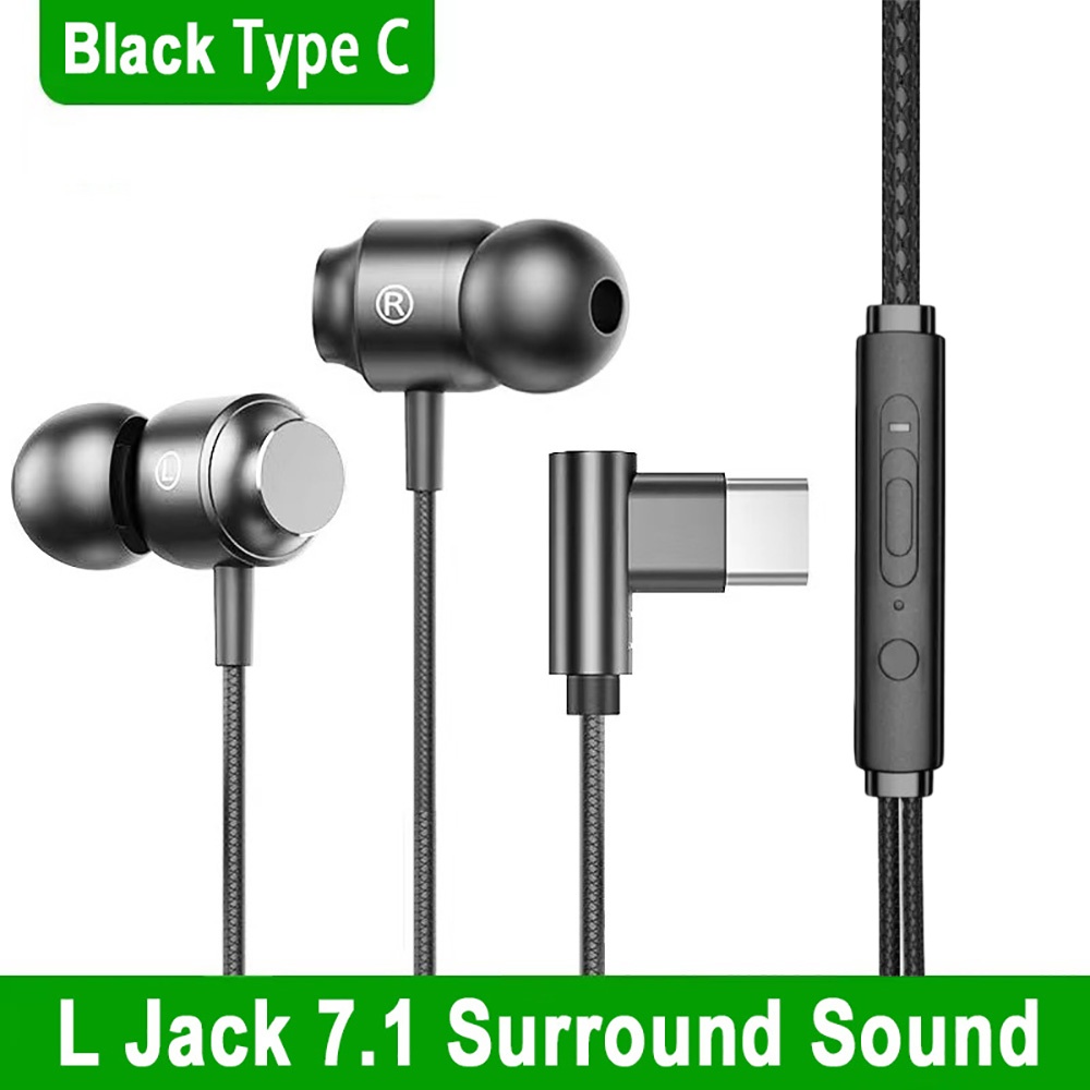 90° Jack Wired Gaming Headset HiFi Surround Sound With Mic Type C 3.5mm Music Headphones For iPhone Huawei In-ear Bass Earphones: Red