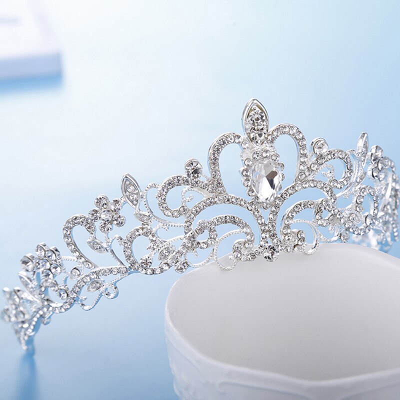 Women Girls Wedding Bride Crown Headwear Rhinestone Tiaras Cute