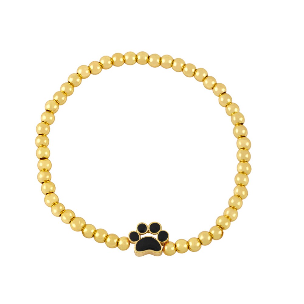 Flola kralenketting berenklauw bedeltje armband koper emaille schattige kleine berenarmbandjes voor dames sieraden brtf 02: Zwart